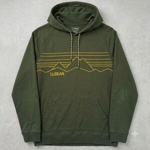 LL Bean Hoodie Men L Tall Green Mountain Graphic Slightly Fitted Gorpcore 515612